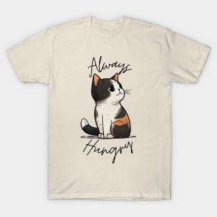 Always Hungry Cute Cat Sticker T-Shirt